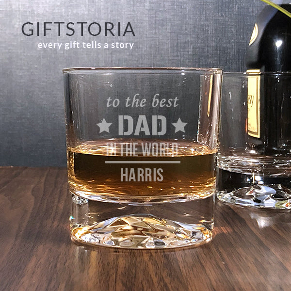 PERSONALIZED BEST DAD CRYSTAL ROCK GLASS (10 OZ)