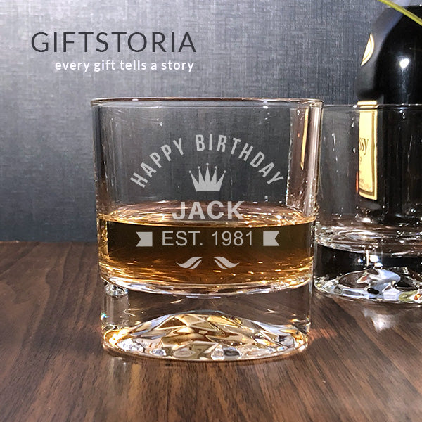 PERSONALIZED BIRTHDAY CRYSTAL ROCK GLASS (10 OZ)